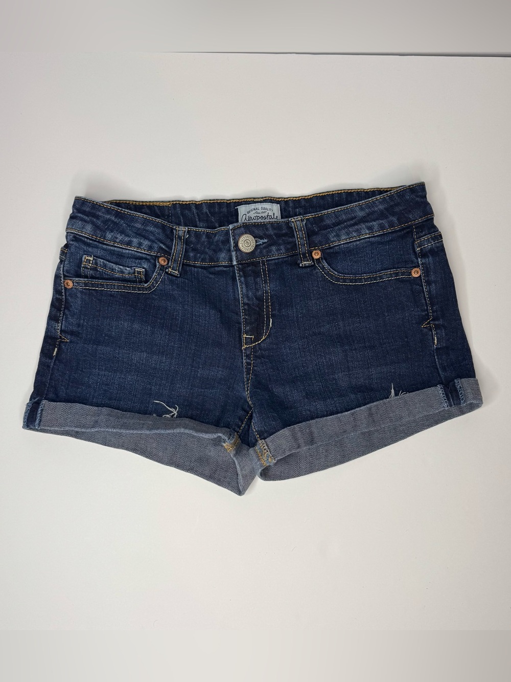 Y2K Aeropostale Jean Shorts Size 3/4 Low Rise Dark Wash Denim Cuffed
